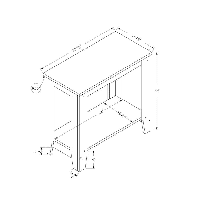 22 Inch End Table with Shelf for Living Room Bedroom or Entryway - 23.75” x 11.75” x 22”
