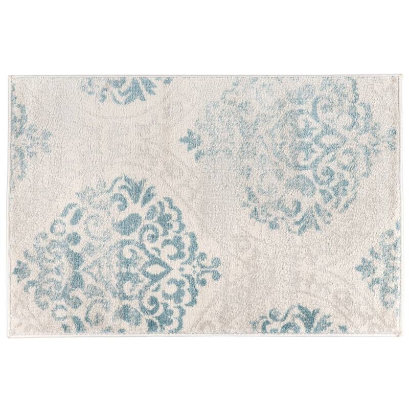 Porch & Den Pascuzzi Distressed Floral Damask Area Rug