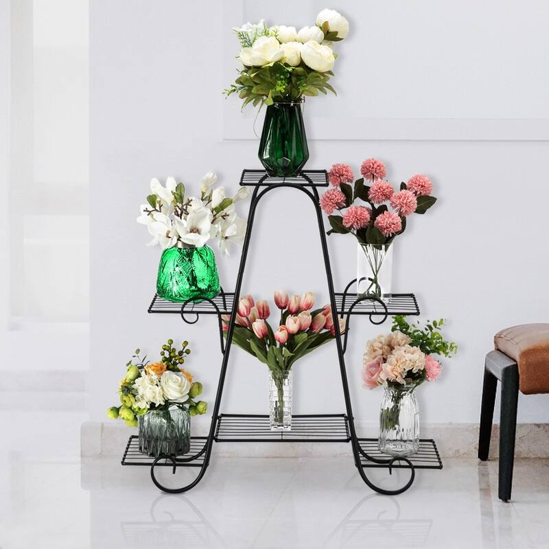 4 Tier Metal Plant Shelf Stand Outdoor Multilayer Potted Planters Display Rack
