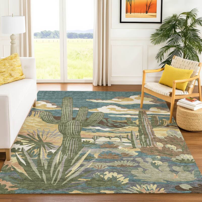Machine Washable Indoor/ Outdoor Southwestern Mesa Chantille Rug