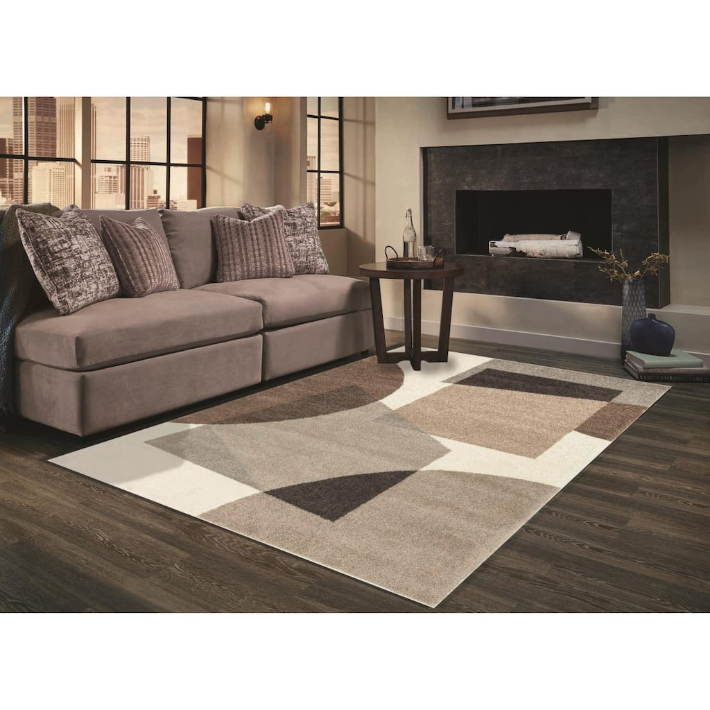 Bora Collection Abstract Geometric Area Rug