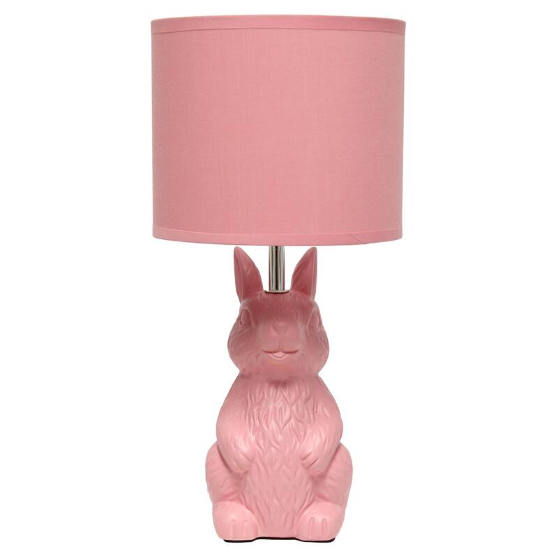 16.33 in. Pink Finish Table Lamp with Pink Shade, Sturdy Table Lamp for Living Rooms and Bedrooms
