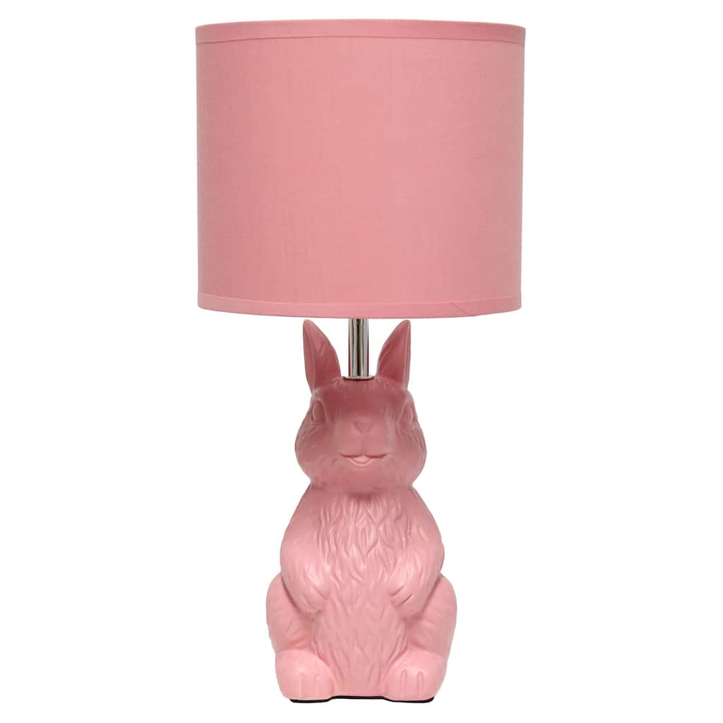 16.33 in. Pink Finish Table Lamp with Pink Shade, Sturdy Table Lamp for Living Rooms and Bedrooms