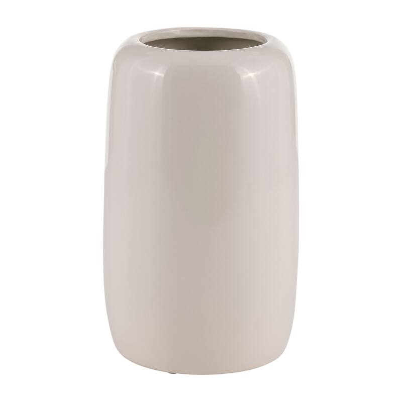 8" Ceramic Ivory Vase Neutral Colored Flower Bunch Decorative Table Vase Contemporary Home or Office Decor -