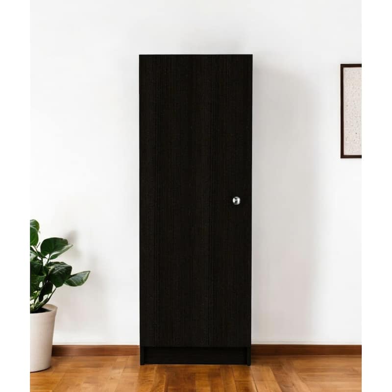 HomeRoots 47" Black Wood Pantry Or Storage Closet - 16.9' X '47.4' X '12.3 - Black