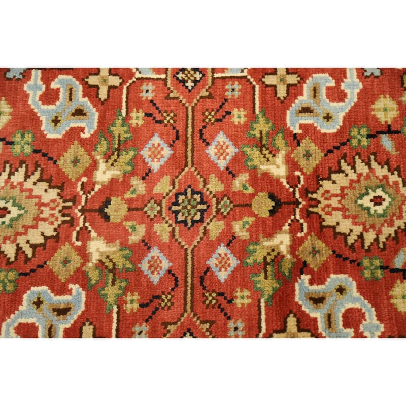 Hand Knotted Oriental 100% Wool Carpet Transitional All-Over Oranges & Rust Oushak Runner Rug - 7' 10'' X 2' 7''