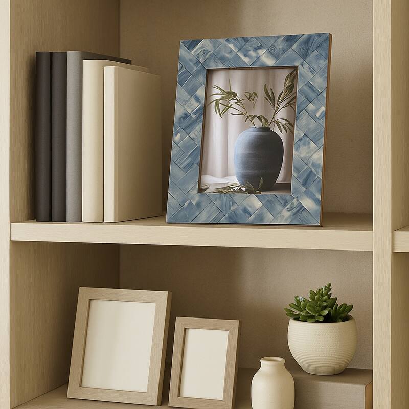Resin Woven Rectangular Photo Frame - Blue