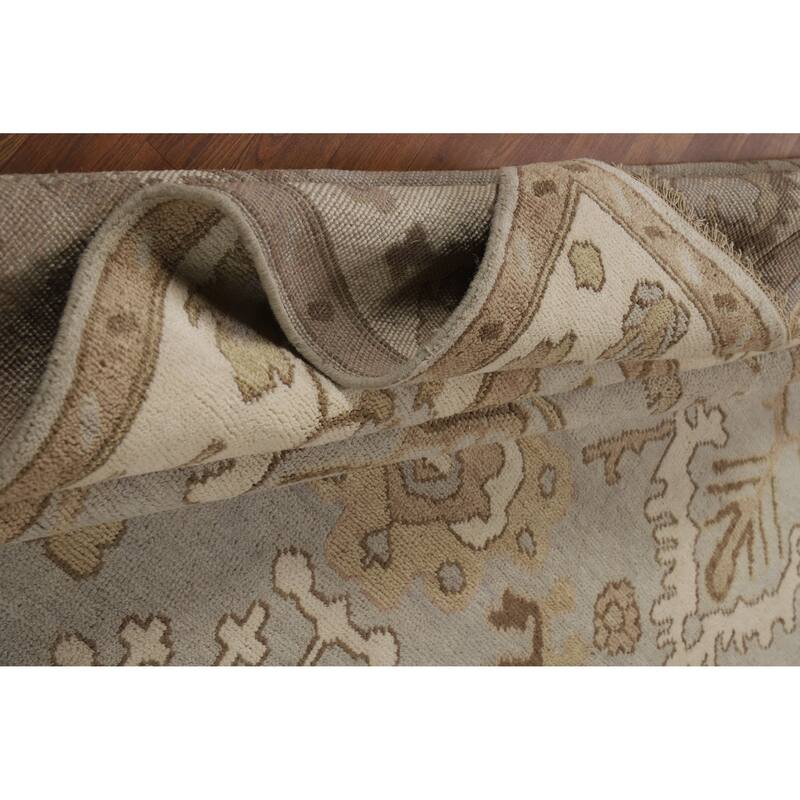 Gray Ivory Oushak Style Area Rug Handmade Wool Carpet - 9'1" x 11'10"