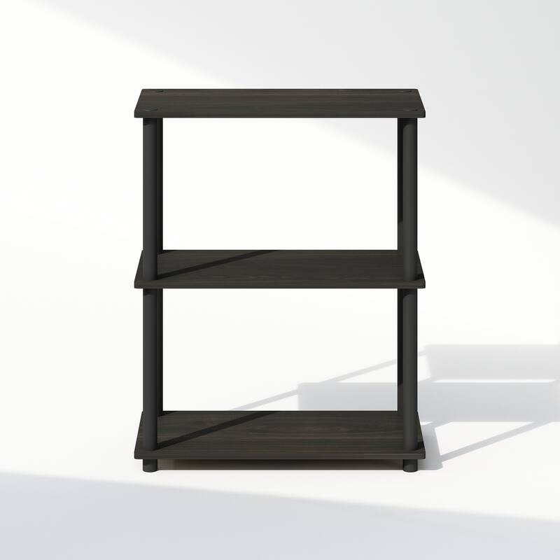 23.6 in. Tall Black Wood 3-Shelf Bookcase