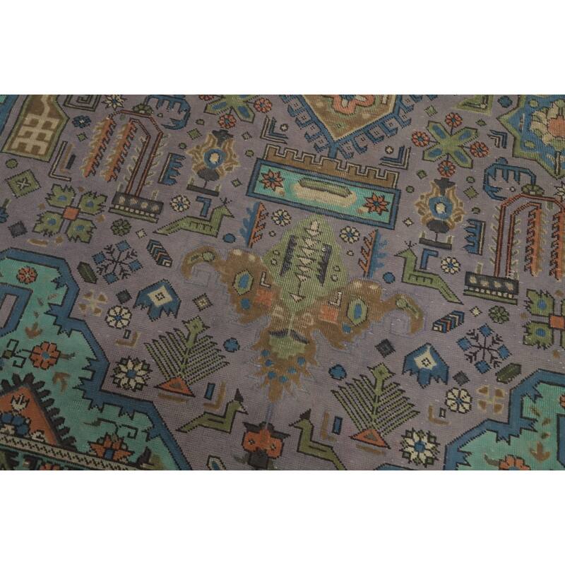 Hand Knotted Oriental 100% Wool Carpet Traditional Floral Purples Tabriz Area Rug - 11' 1'' X 8' 2''