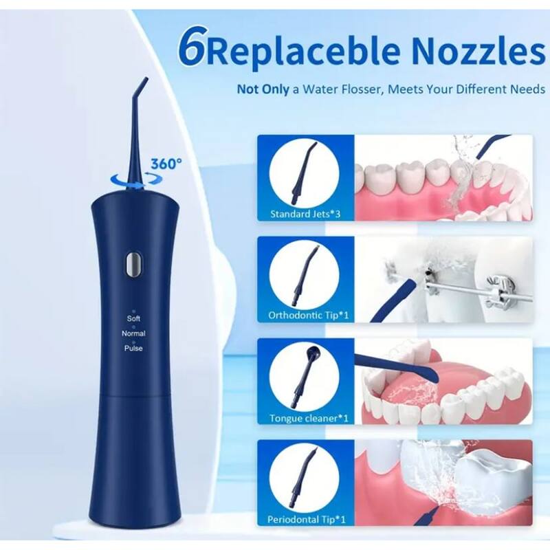 Ava Portable Water Dental Flosser with Electric Toothbrush Set - Blue