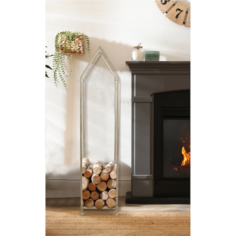 Metal House Shaped Fire Wood Holder with Handle
