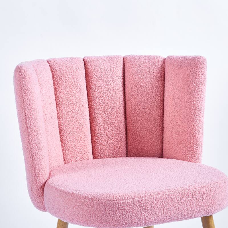 Light Pink Modern 23.62" Accent Chairs with Iron Tube Legs and Comfortable Backrest (Set of 2)