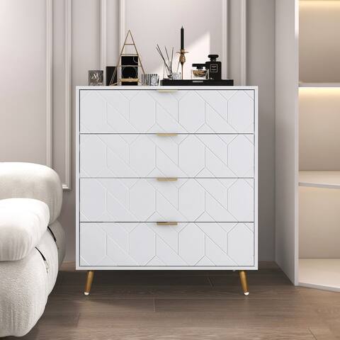 Modern Chest with 4 Drawers with Metal Legs