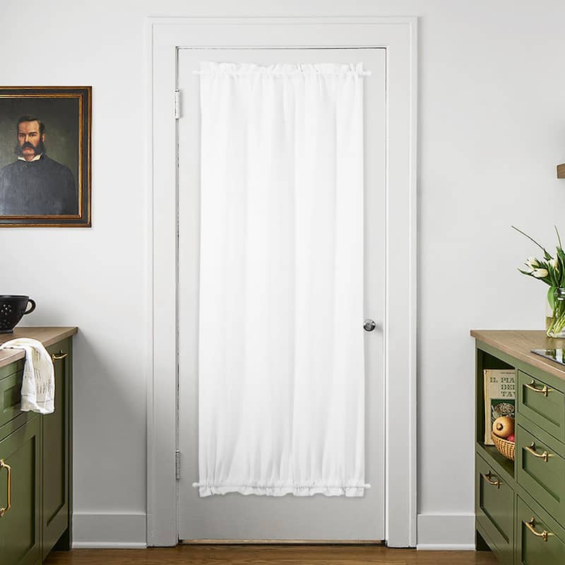 Deconovo White Blackout Door Curtain with Tieback for French Doors - 54W x 80L - White