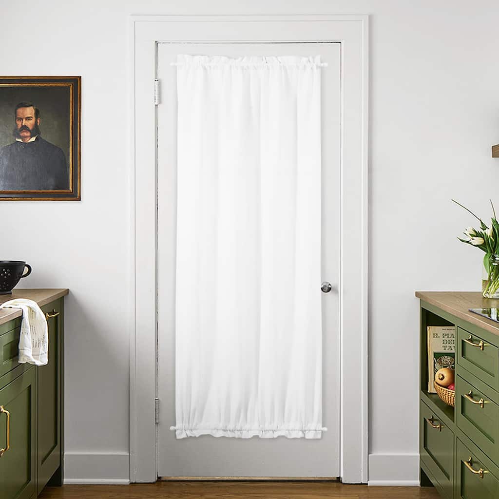 Deconovo White Blackout Door Curtain with Tieback for French Doors