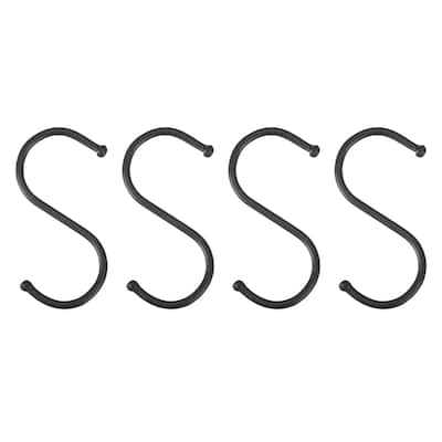 S Hooks 2.56inches Stainless Steel Hanger for Hanging Black 12Pack - 65mm
