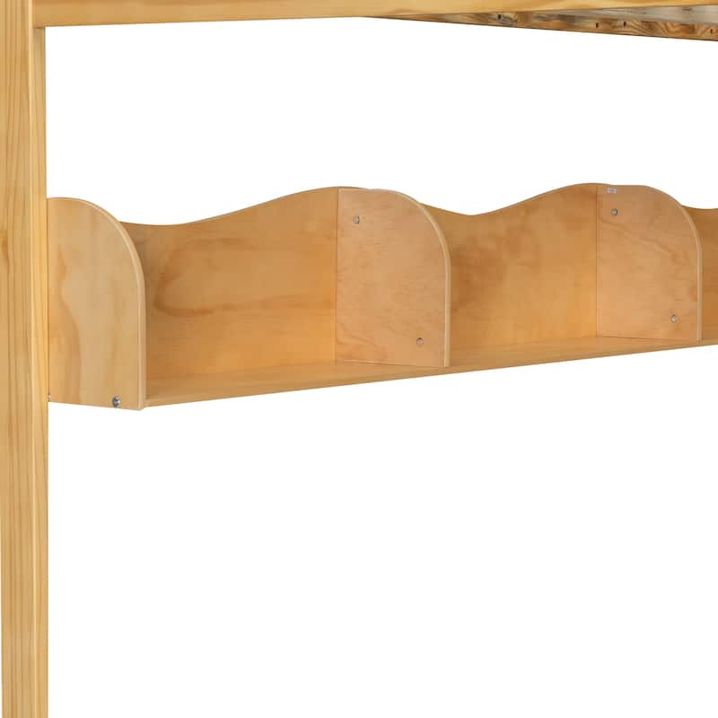 GDFStudio - StoreStep Modern Wooden Queen Loft Bed with Staircase, Wardrobe and Storage Shelves