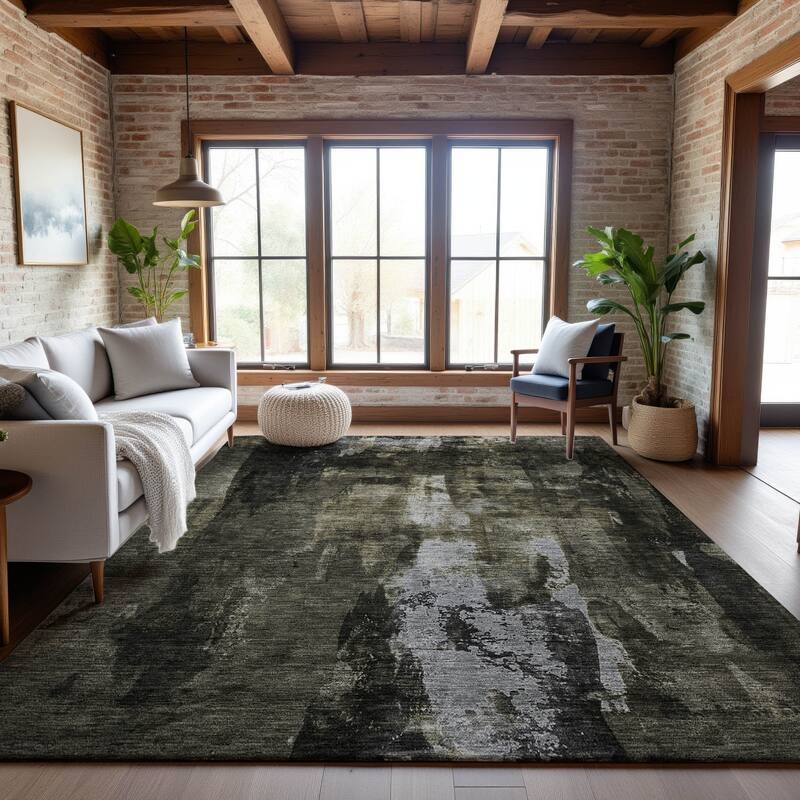 Premium Washable Super Soft Casual Contemporary Mayfield Rug - Charcoal - 8' x 10'