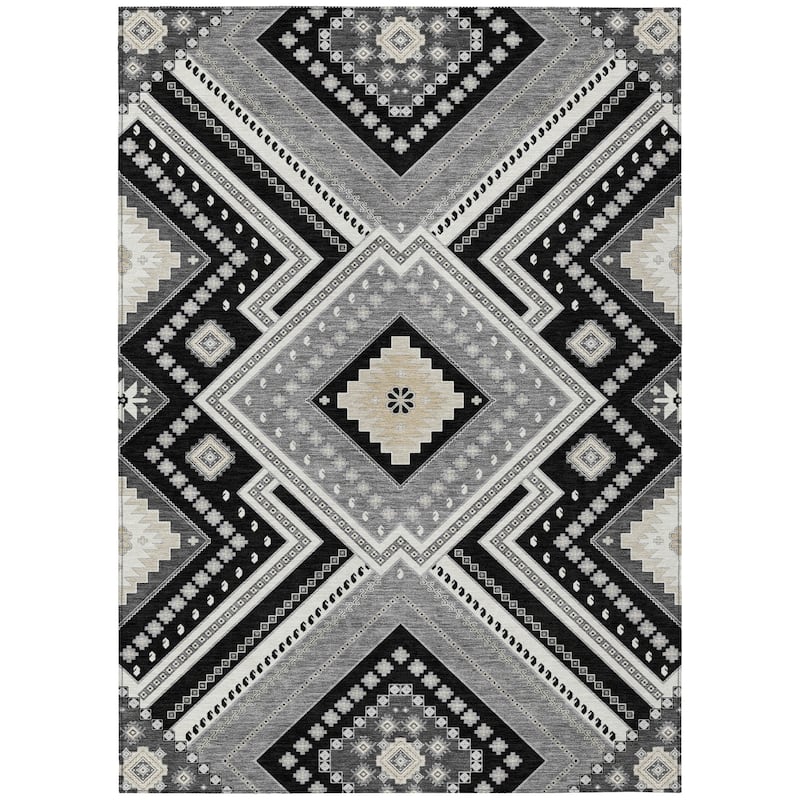Machine Washable Indoor/ Outdoor Global Boho Chantille Rug