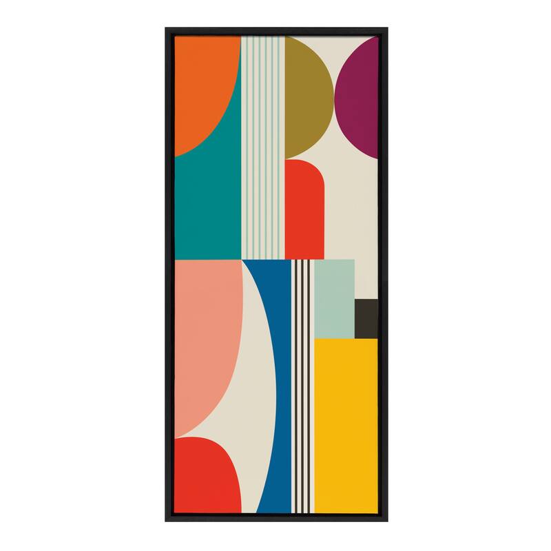 Kate and Laurel Sylvie MCM Pattern Framed Canvas by Rachel Lee - 18x40 - Plastic - Black