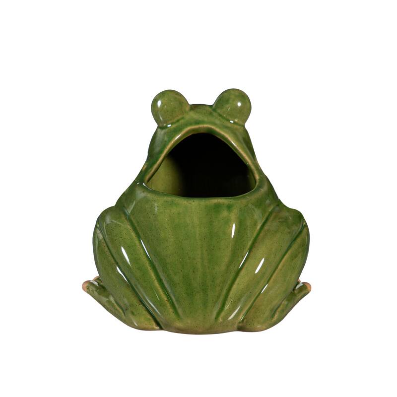 9" Ceramic Frog Planter