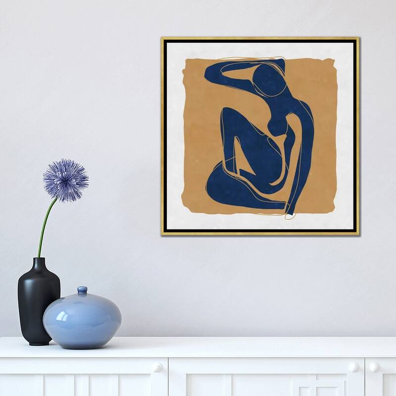 iCanvas "Nude Blue Woman 3" by Maximiliano Casal Framed Canvas Print