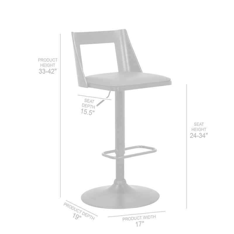 Milan Black or Gray Upholstered Adjustable Height Bar Stool