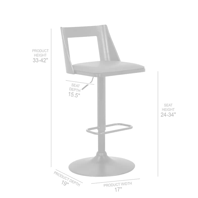 Milan Black or Gray Upholstered Adjustable Height Bar Stool
