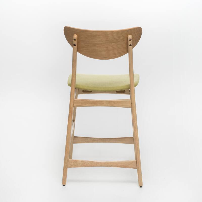 Modern Wood Counter Bar Stools, Armless Dining Chairs with Backrest and Footrest, Kitchen Breakfast Chairs, Set of 2