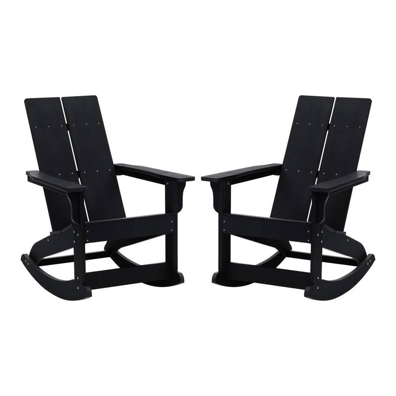 Indoor/Outdoor modern 2-Slat Adirondack Poly Resin Rockers - Set of 2