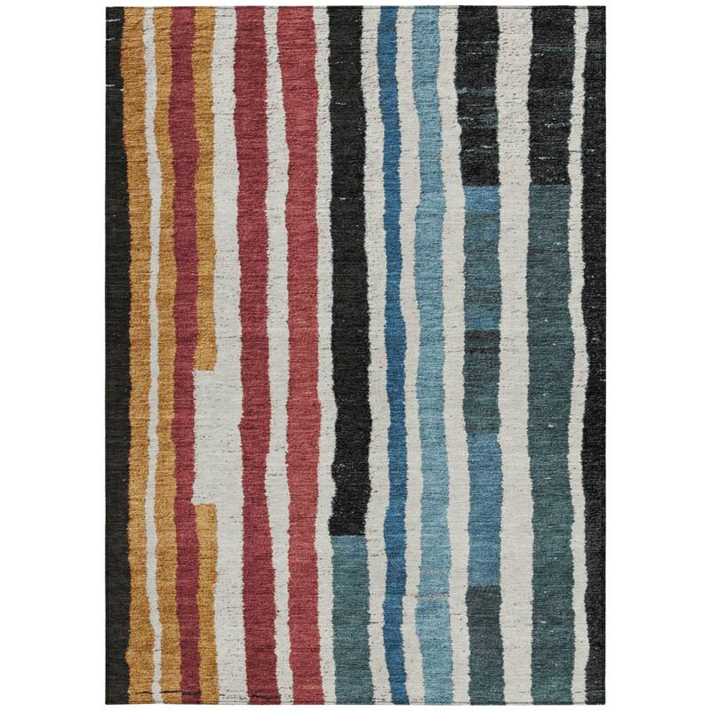 HomeRoots Striped Transitional Rectangle Outdoor Rug