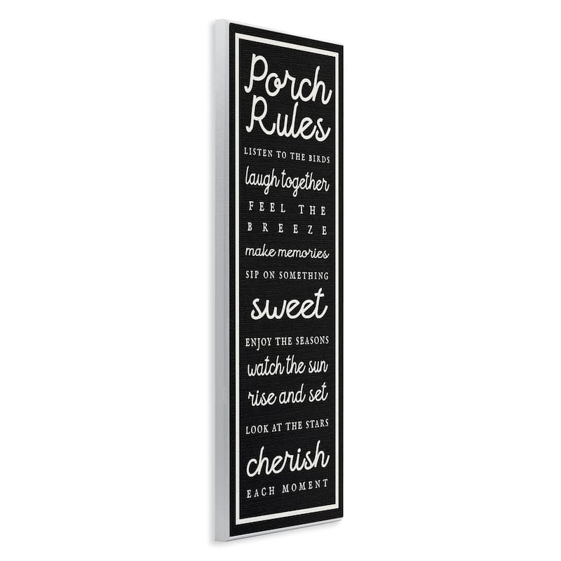 Stupell Porch Rules on Black Wall Plaque Art Design By Lil' Rue
