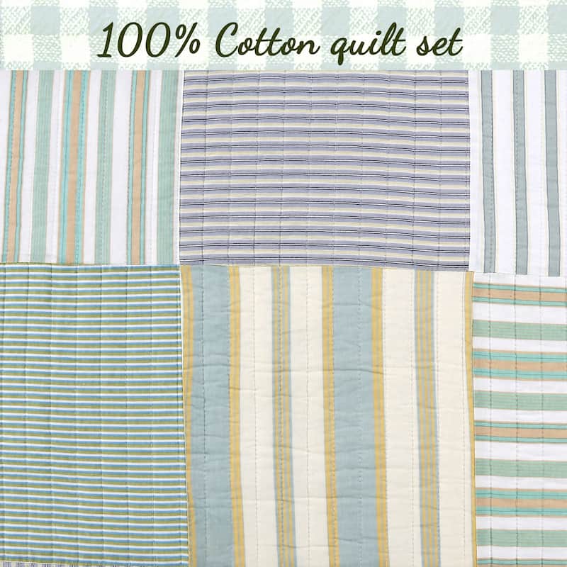 Cozy Line Spa Stripes Patchwork Quilt Bedding Set