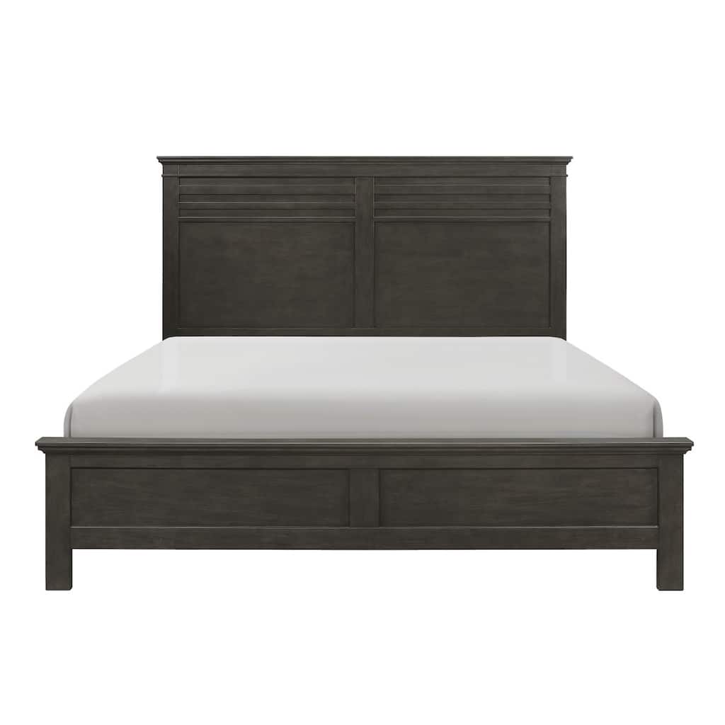 Transitional Charcoal Gray Queen Size Panel Bed with Wooden Finish