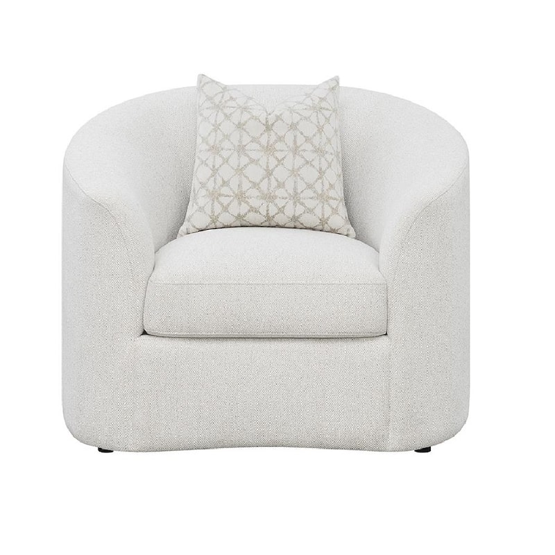 Fabric Upholstered Accent Chair with 1 Pillow in Latte Finish