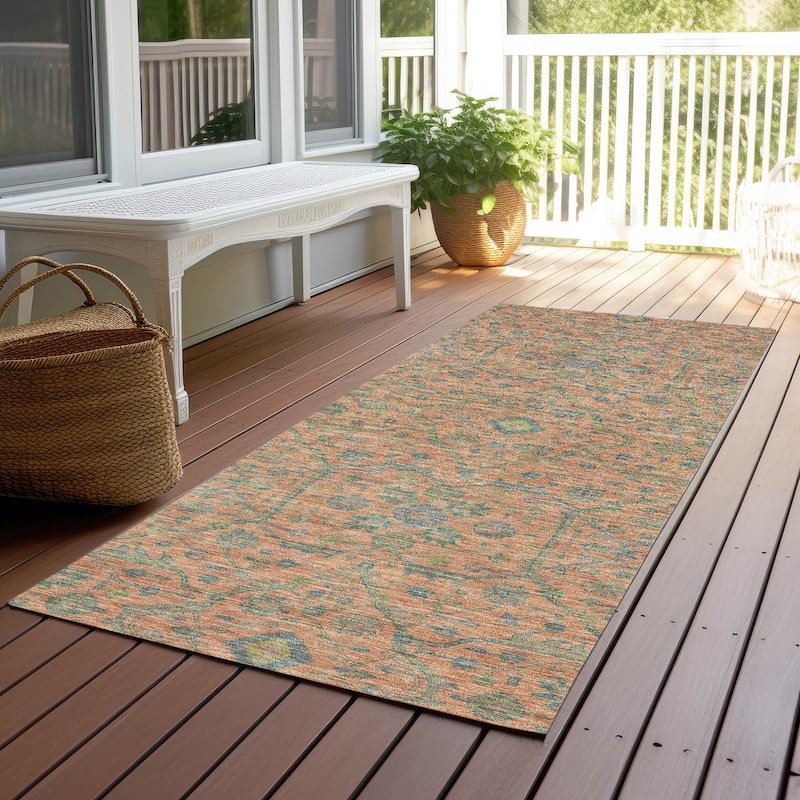 Machine Washable Indoor/ Outdoor Traditional Persian Chantille Rug