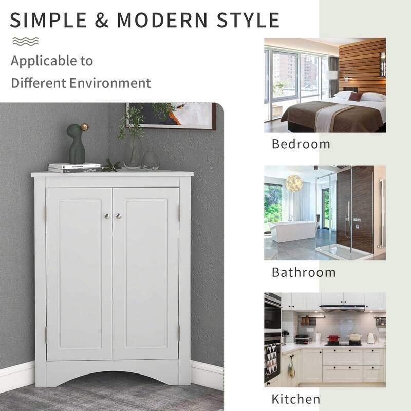 Triangle Bathroom Freestanding Storage Cabinet with Adjustable Shelves