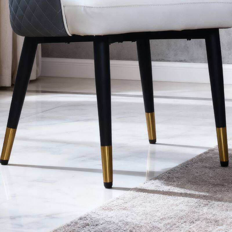 Set of 2 PU Leather Dining Chairs - Ergonomic High-Back Kitchen Chairs with Carbon Steel Legs, Waterproof & Easy Clean