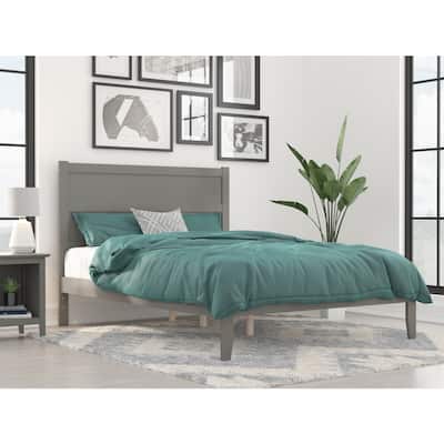Rustic Ranch Grey Bed - Modern Platform Bed Frame - Solid Wood Bed - Bedroom Furniture