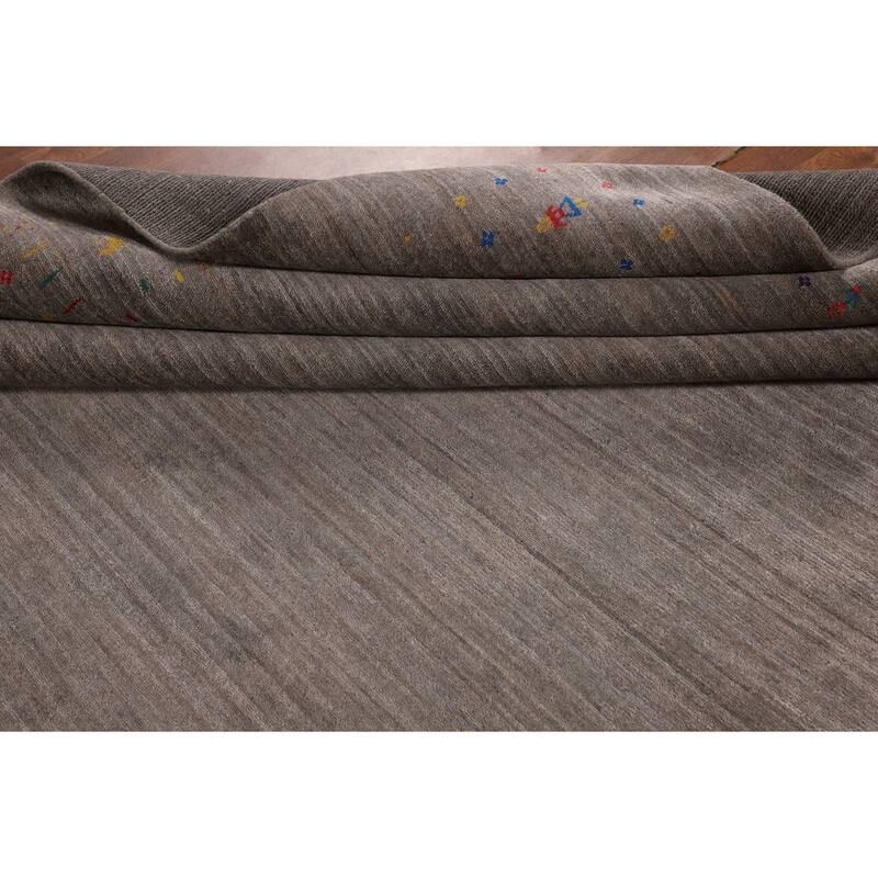 Earth Tone Gabbeh Square Area Rug Silk Carpet - 10'1" X 9'10"