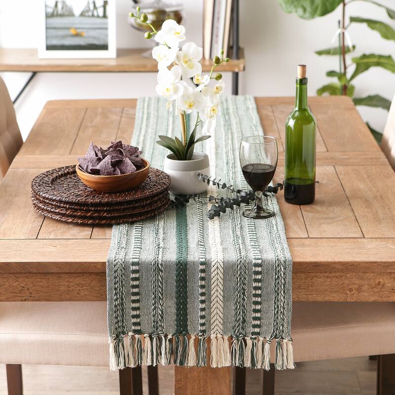 DII Black Braided Stripe Table Runner