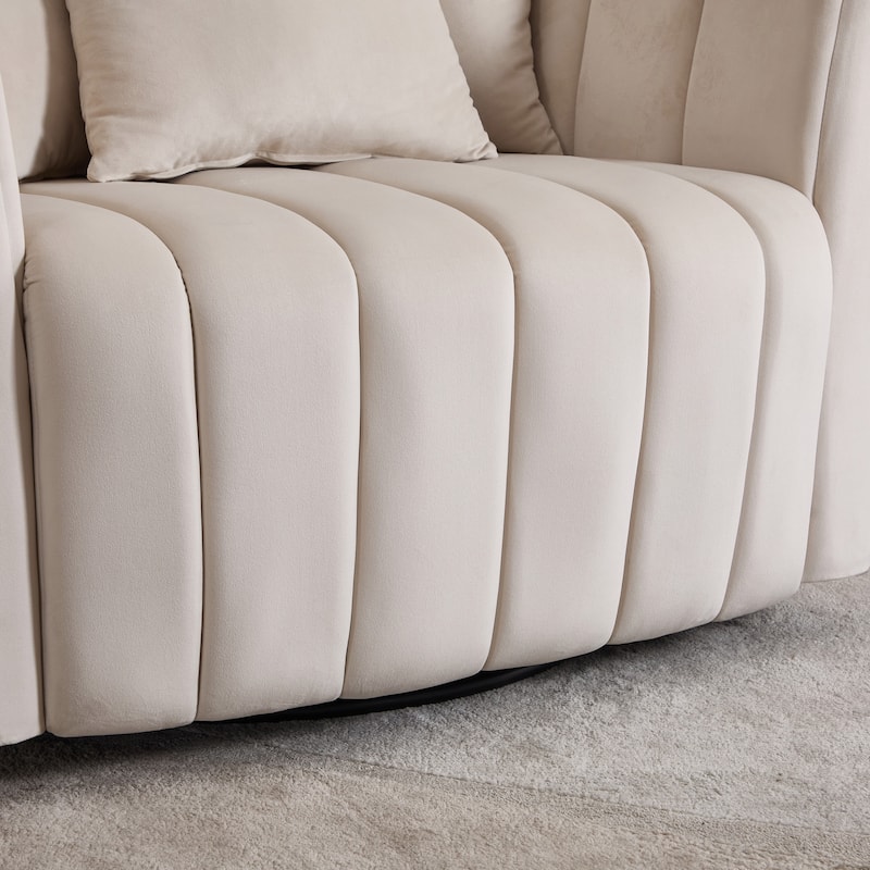 40.4"W Upholstered Swivel Accent Chair Set of 2,Modern Swivel Single Sofa Chair with Pillows