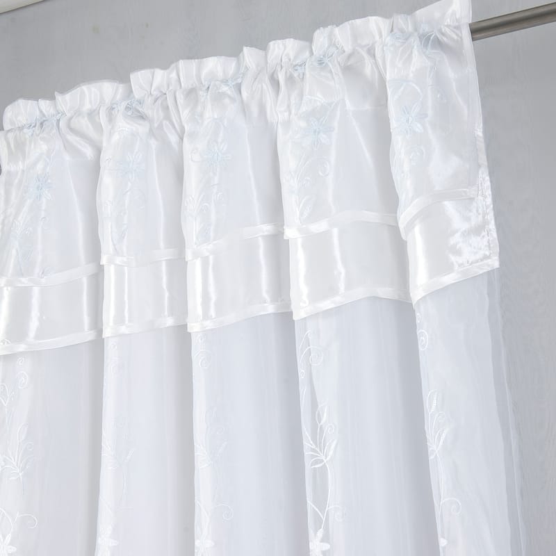 Priscilla Embroidered Window Curtain with Double Valance 90"