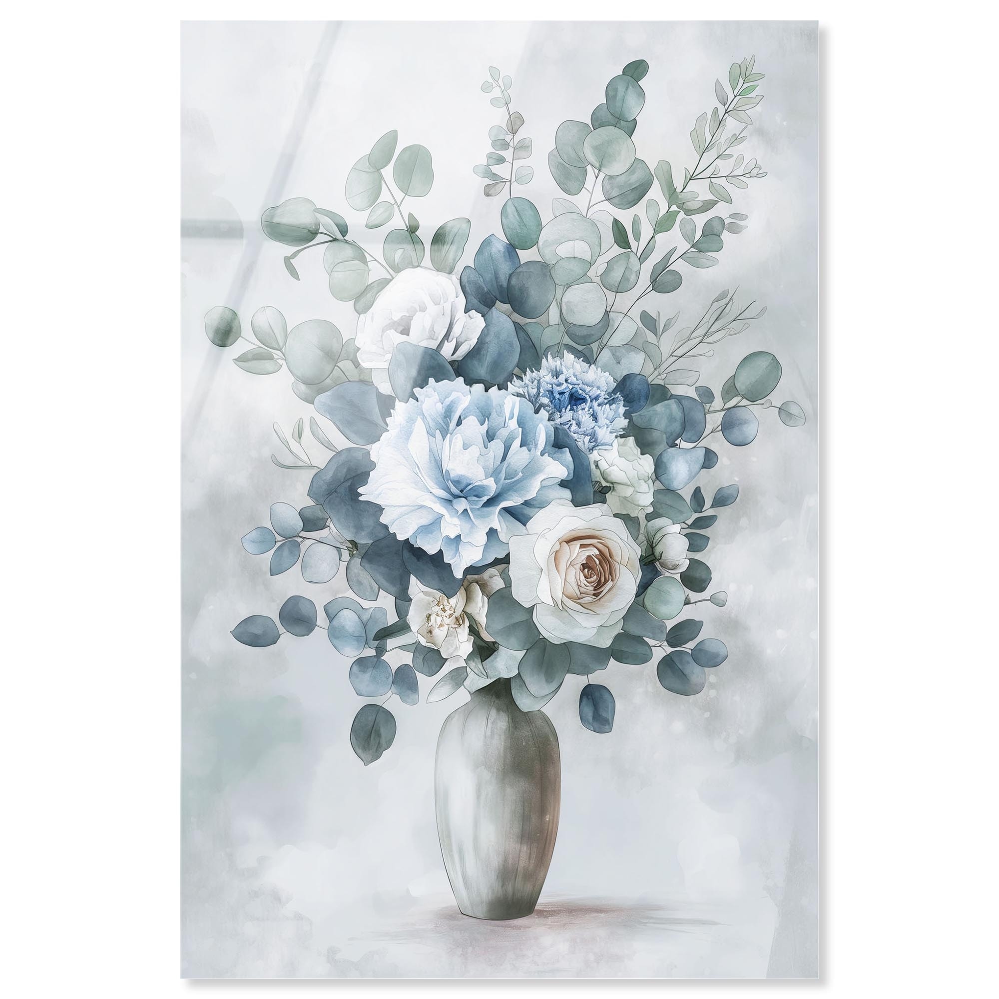 Snow and Sky Blossom Farmhouse Floral Acrylic Wall Art by Art Remedy