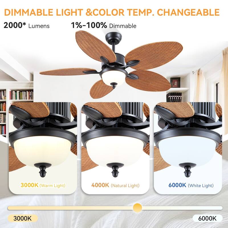 Kviflon 50 Inches Ceiling Fan with Light and Remote - 50 Inches