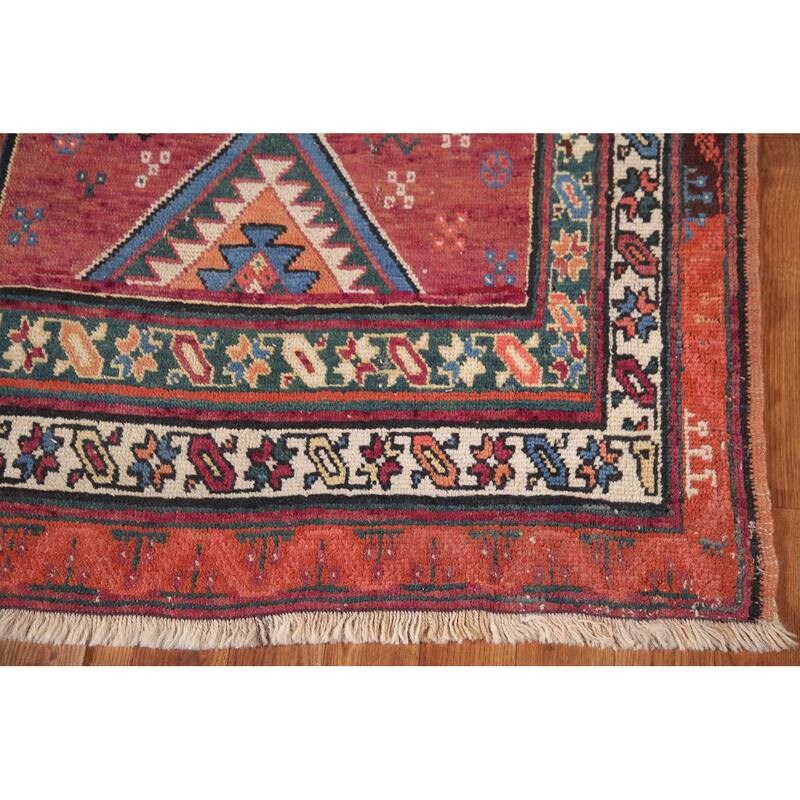 Red Antique Heriz Bakhshayesh Persian Runner Rug Handmade Wool Carpet - 3'3"x 15'8"