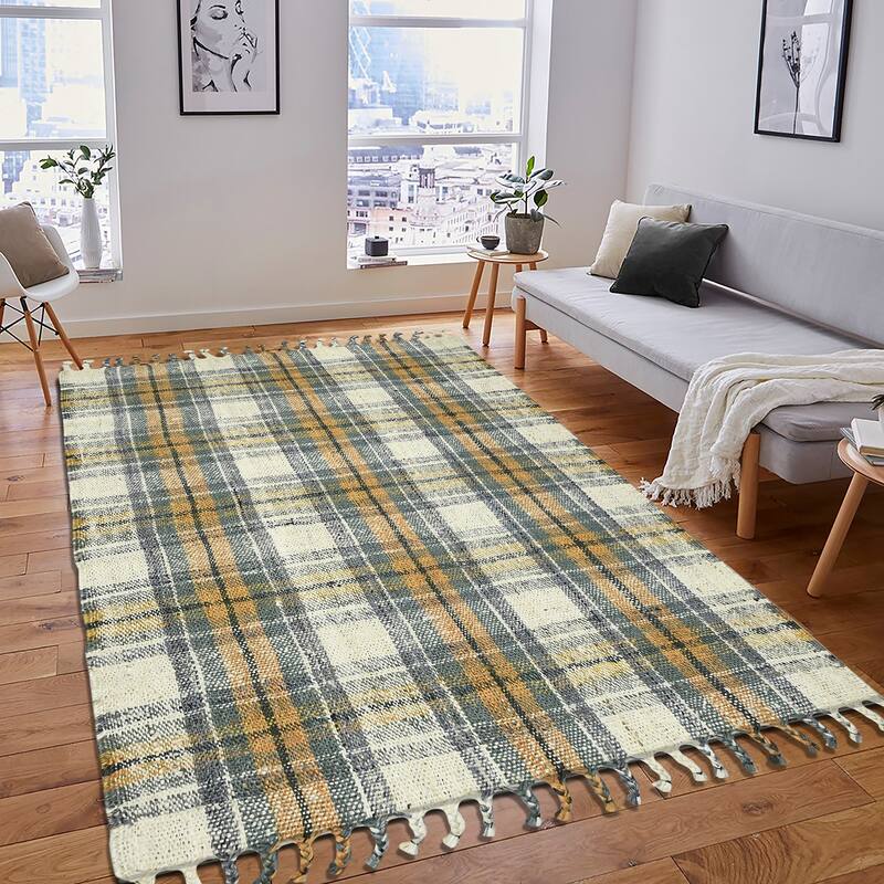 Carbon Loft Whishaw Olive Jute Handspun Plaid Area Rug - 5'x7'6" - Olive