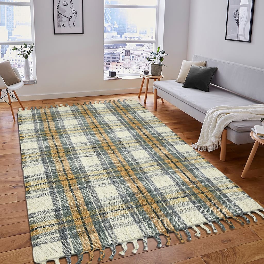 Carbon Loft Whishaw Olive Jute Handspun Plaid Area Rug
