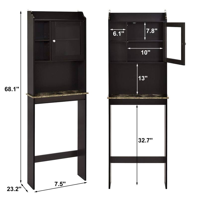 Anmytek Modern Espresso Over The Toilet Space Saver Wood Storage Cabinet Bathroom Organizer